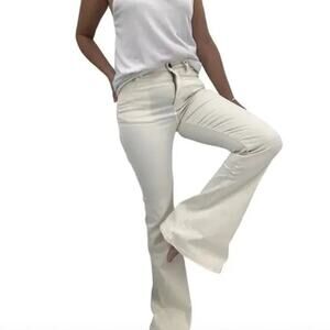 2/$30 FREE PEOPLE Sandrine Rose High Rise Super Flare Jeans Size 25 Alps Cream